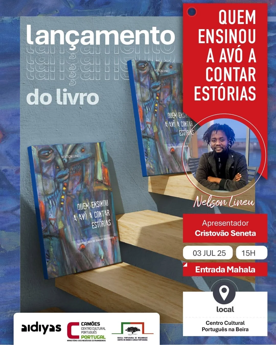O Centro Cultural Português na Beira será palco do lançamento do livro “Quem ensinou a Avó a contar Estórias”, de Nelson Lineu