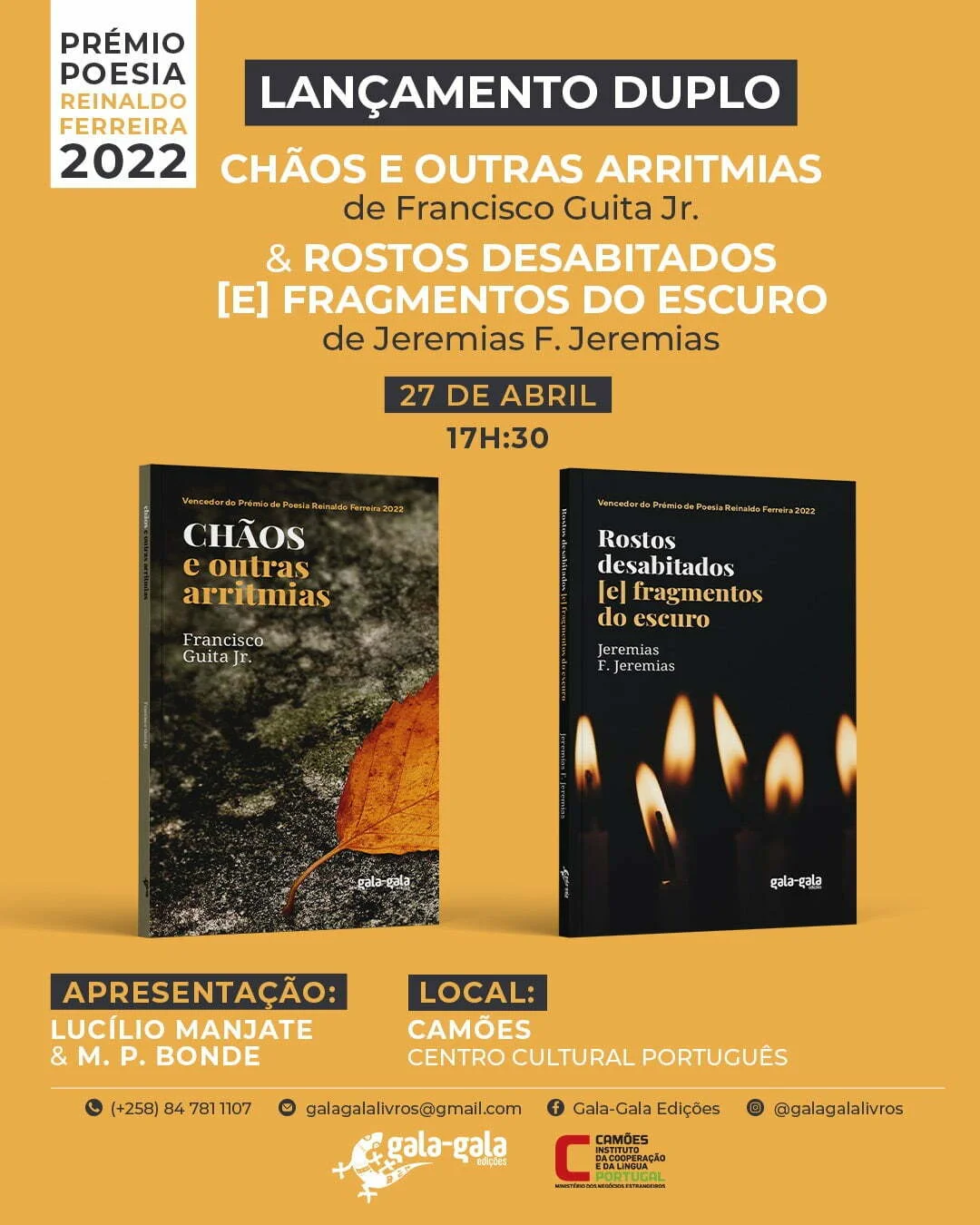 Obras vencedoras no Prémio de Poesia Reinaldo Ferreira apresentadas a 27 de Abril próximo no Camões