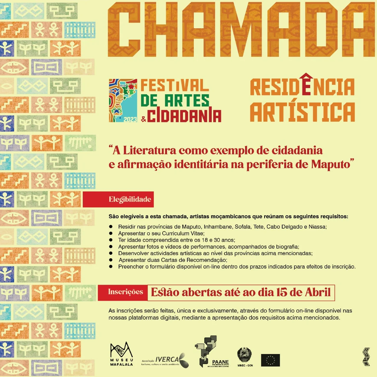 Chamada para a residência artística no museu Mafalala